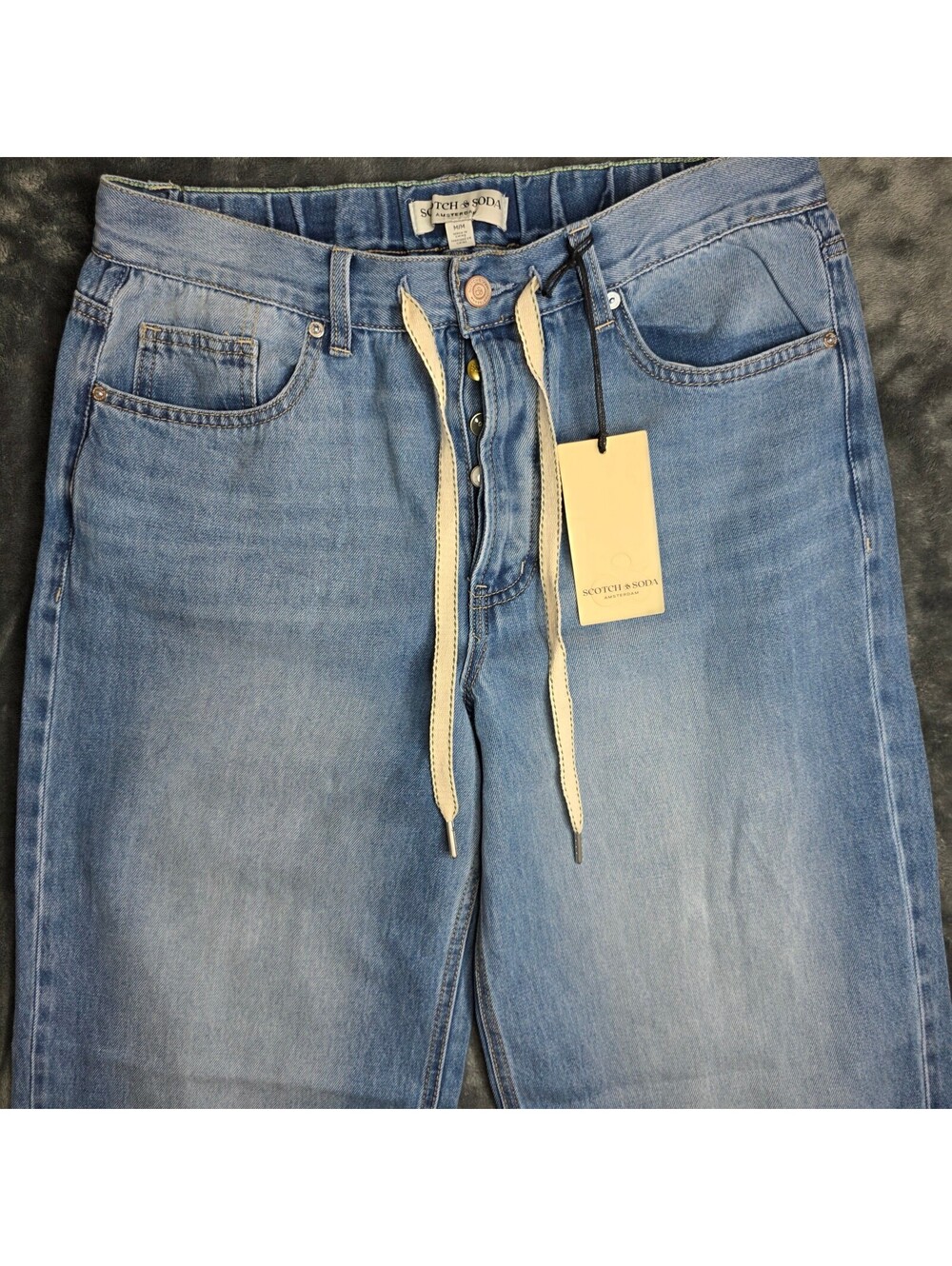 Scotch & Soda Baggy Drawstring Jeans Medium Denim Wide Leg NWT - Picture 5 of 13